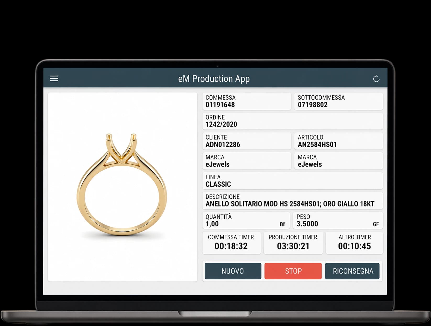 Software MES per la produzione orafa