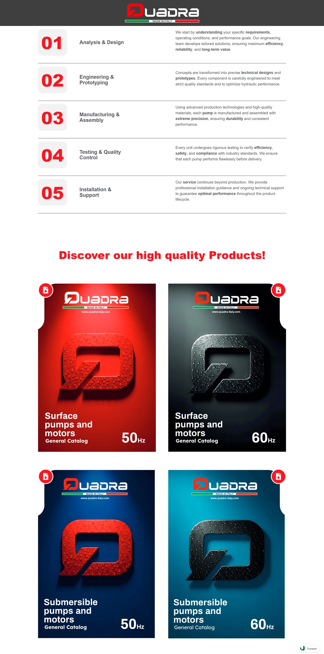 Quadra sito web one page — 3