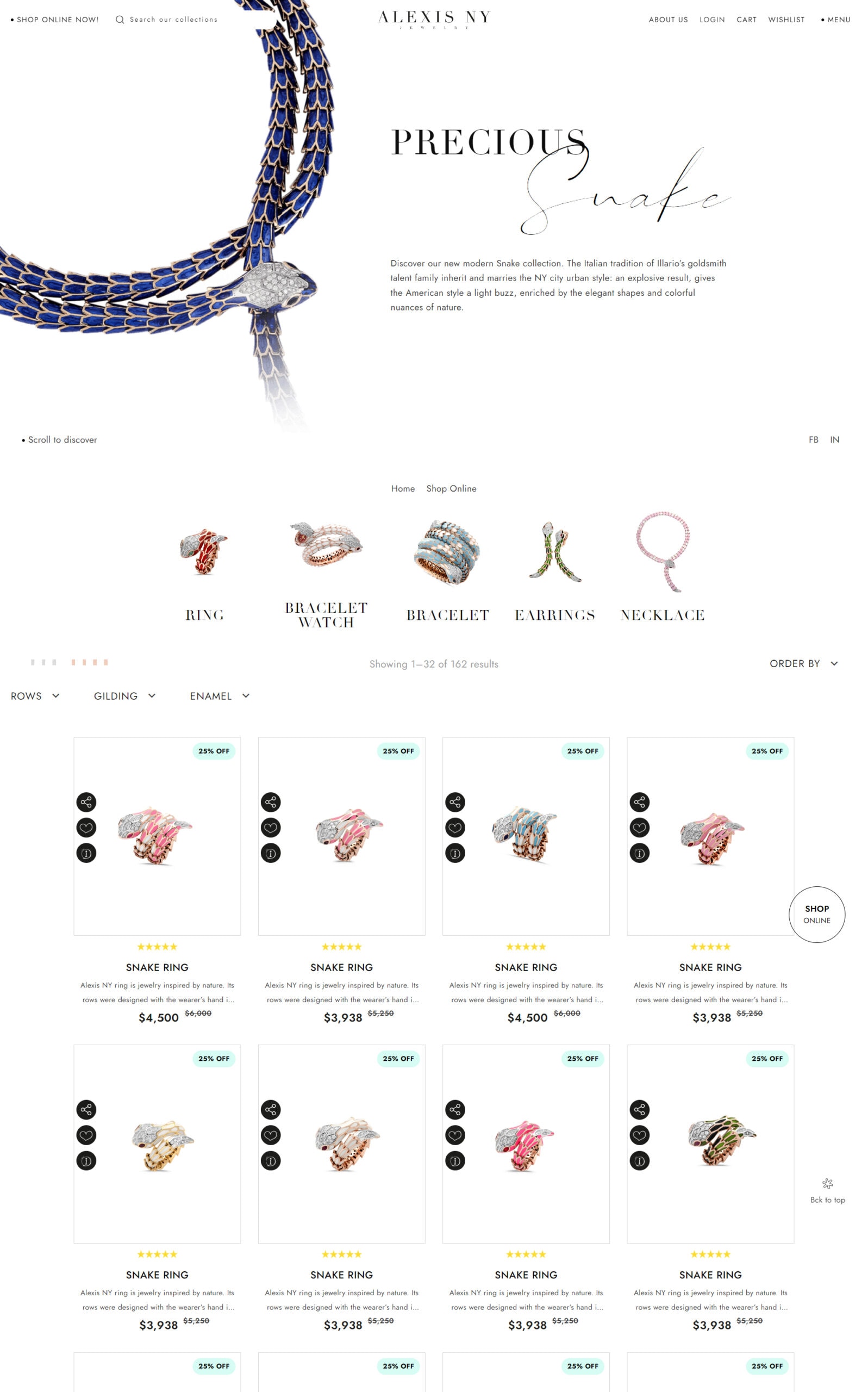Alexis NY sito web e-commerce — 2