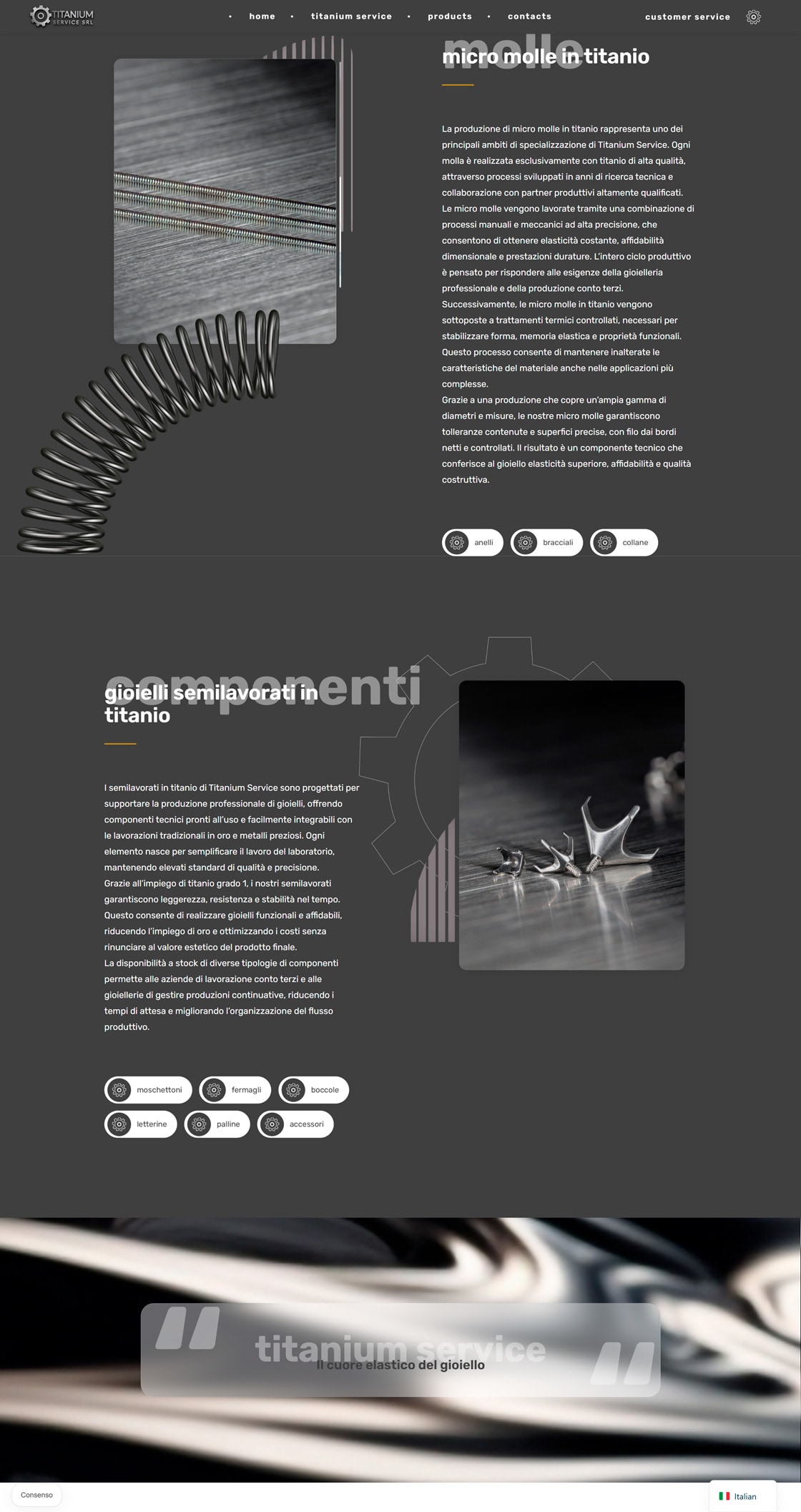 Titanium Service sito web info commerce — 4