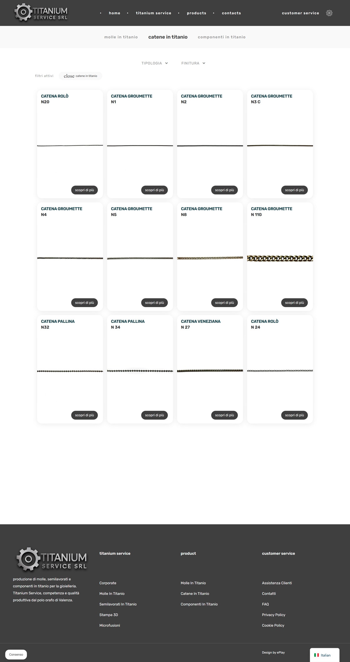 Titanium Service sito web info commerce — 5